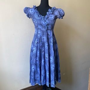 Vintage Rockabilly Circle Skirt Ruffled Dress